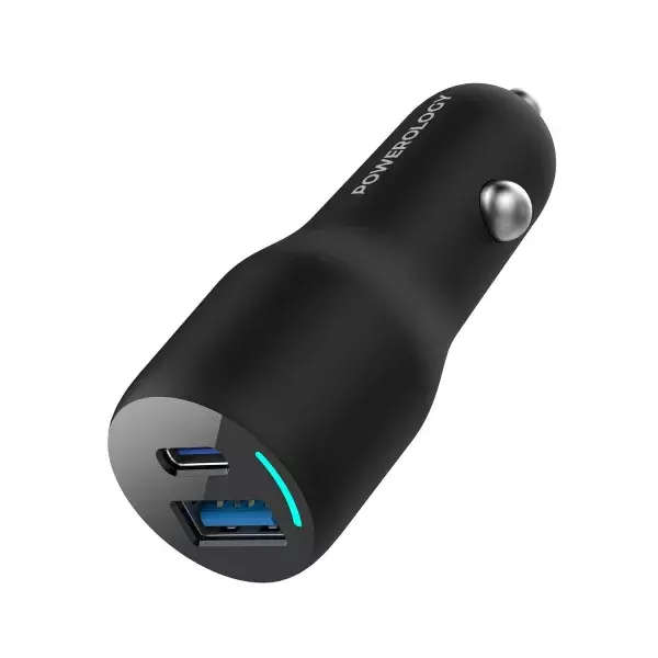 شارژر فندکی دو پورت 53 وات پاورولوژی – مدل 53W PD + QC3.0 LED Dual — تصویر ۶