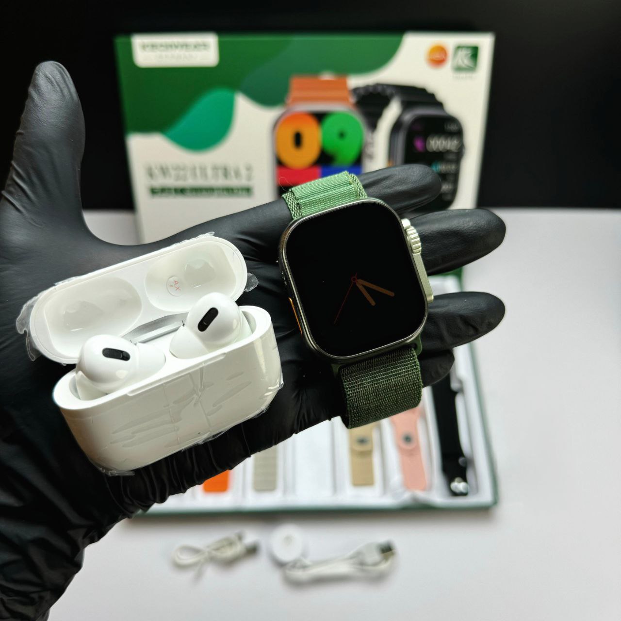 پک ساعت هوشمند و ایرپاد Keqiwear مدل KW22 Ultra2 — تصویر ۵
