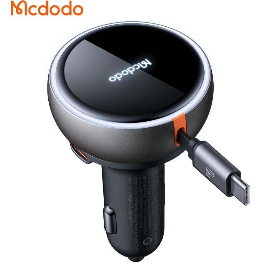 شارژر فندکی 80وات3پورت با کابل متصل تایپ سی مک دودو مدل MCDODO CC-4850 — تصویر ۶