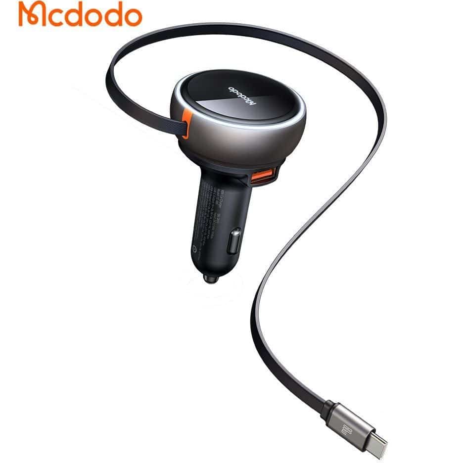 شارژر فندکی 80وات3پورت با کابل متصل تایپ سی مک دودو مدل MCDODO CC-4850 — تصویر ۵