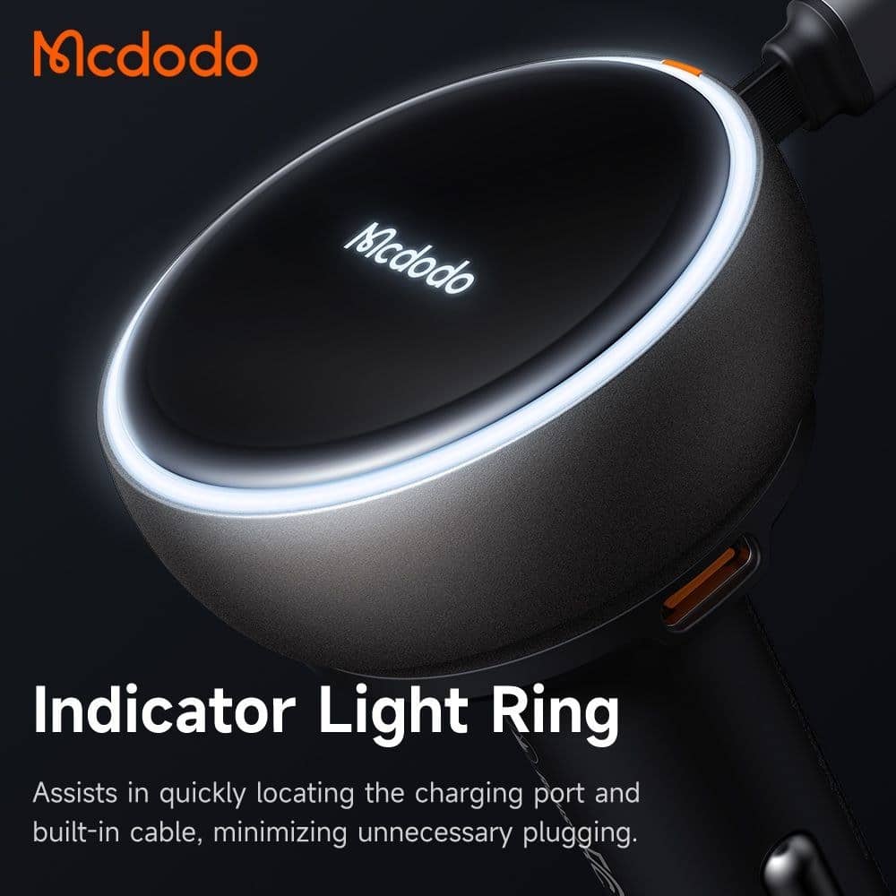 شارژر فندکی 80وات3پورت با کابل متصل تایپ سی مک دودو مدل MCDODO CC-4850 — تصویر ۴
