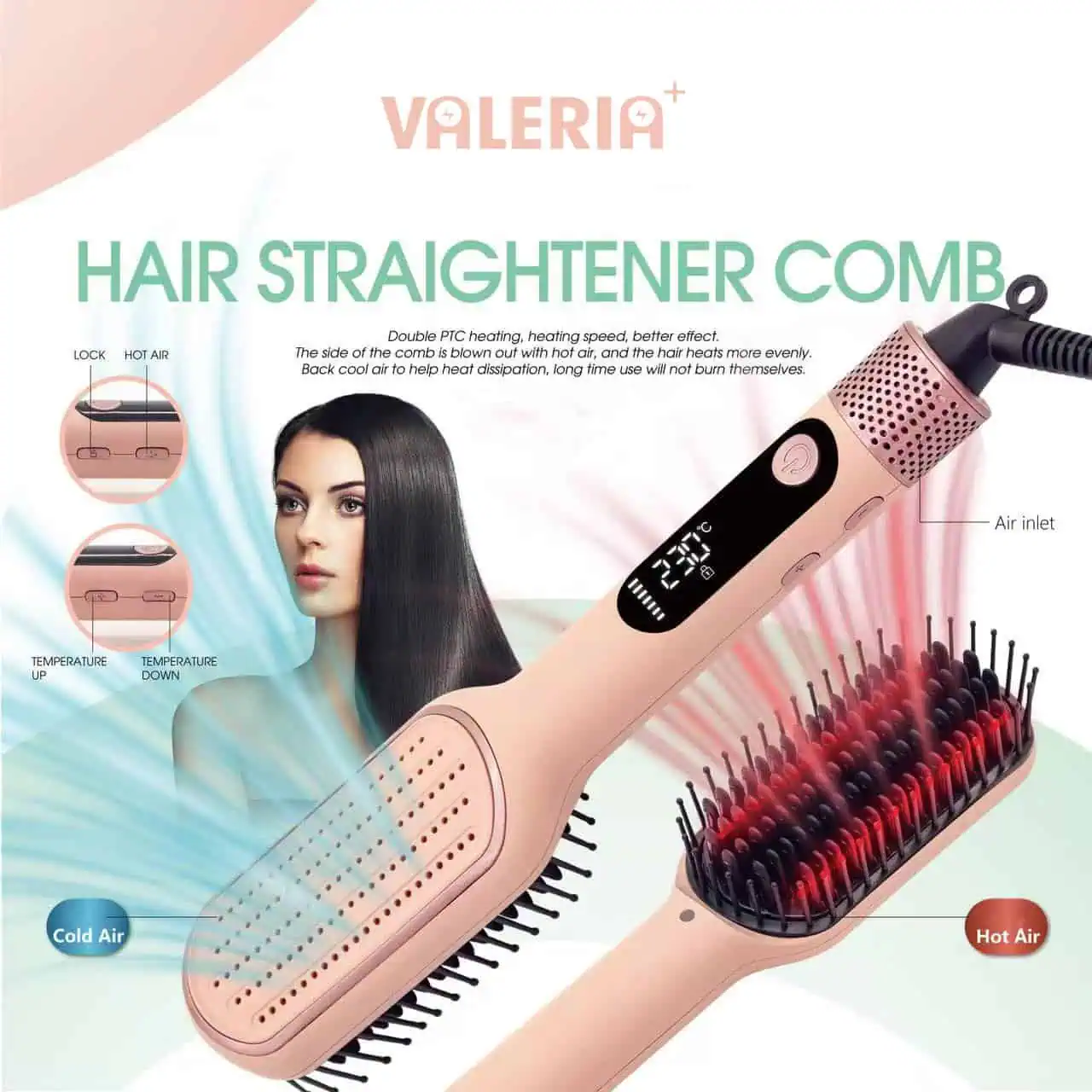 برس حرارتی و سشوار والریا Valeria VA1020 — تصویر ۳