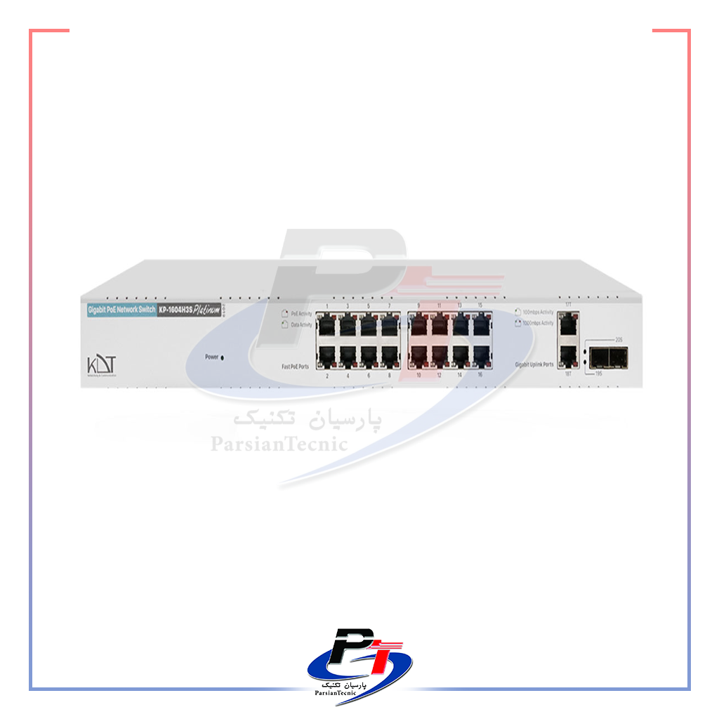 سوئیچ شبکه 16پورت POE مدل KDT KP-1604H3S — تصویر ۲