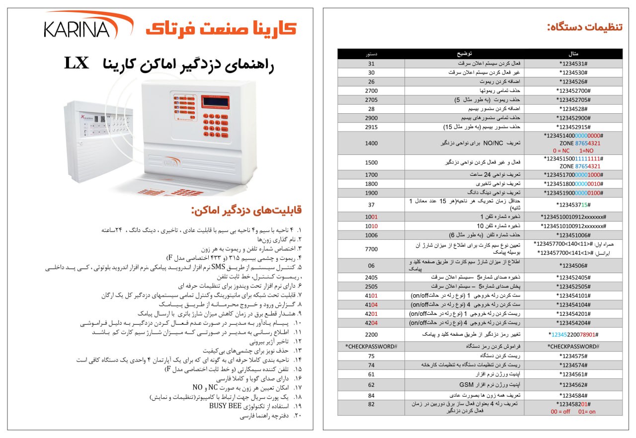دزدگیر اماکن کارینا مدل PX — تصویر ۴