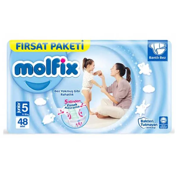 پوشک بچه مولفیکس چسبی سایز 5 بسته 48 عددی