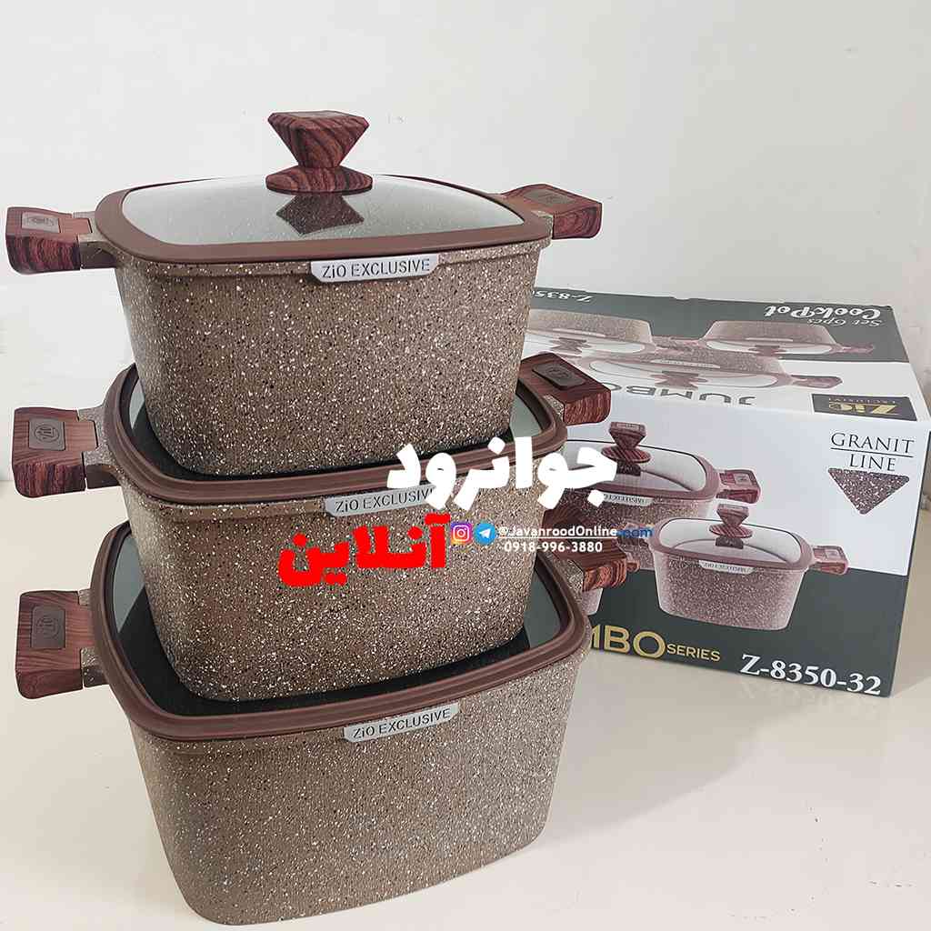 قابلمه مربعی 6 پارچه زیو طرح جامبو سایز 32 مدل Jambo -Z-8350-32 — تصویر ۲