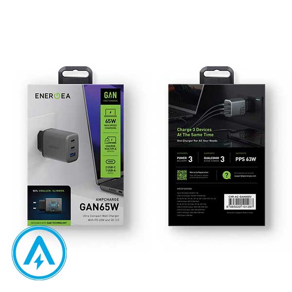 شارژر دیواری 65 وات انرجیا مدل Energea Ampcharge Gan 65W — تصویر ۶