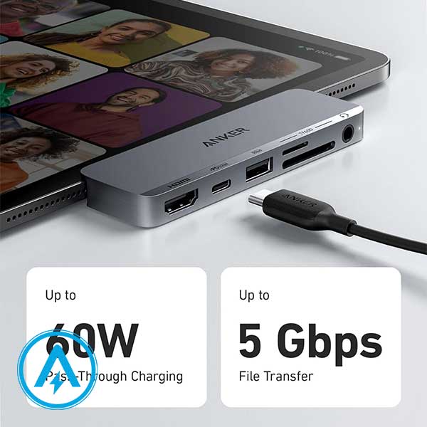 هاب 6 پورت USB-C انکر مدل Anker 541 Hub A8363 for iPads — تصویر ۶