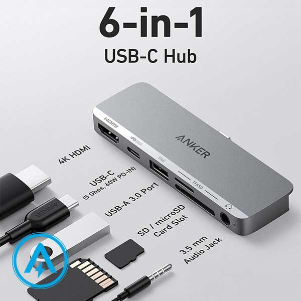 هاب 6 پورت USB-C انکر مدل Anker 541 Hub A8363 for iPads — تصویر ۴