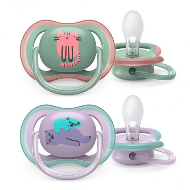 پستانک ارتودنسی فیلیپس اونت Philips Avent مدل Ultra air طرح گربه و خرس 6 تا 18