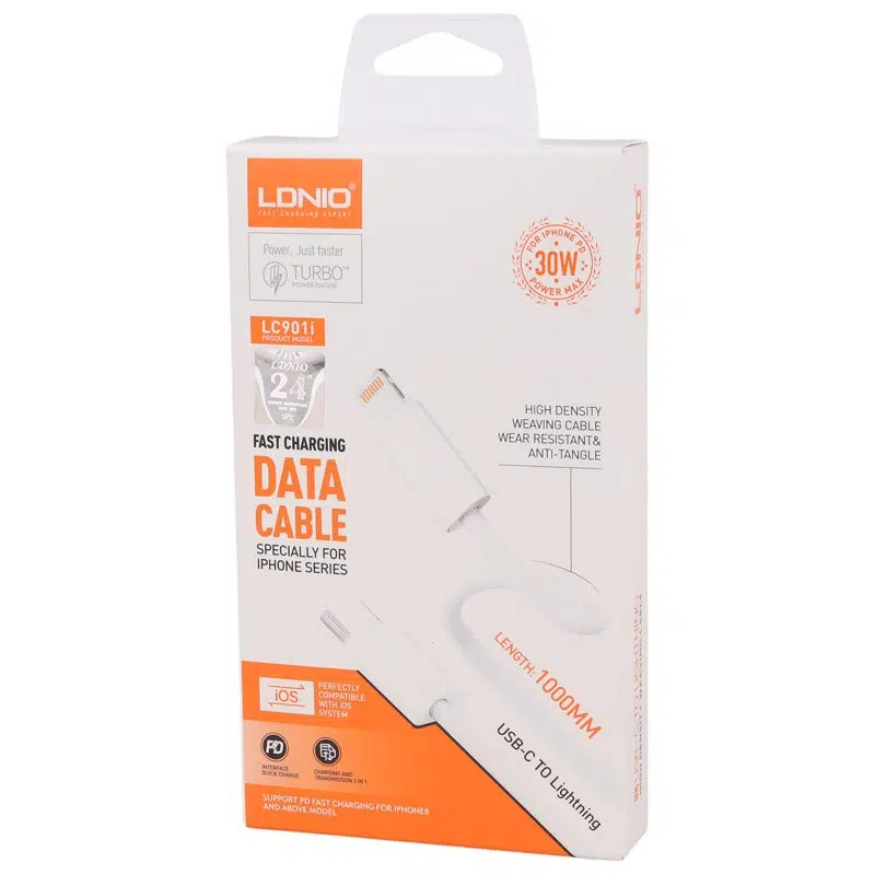 کابل اورجینال USB-C به Lightning الدینیو مدل LC901i طول 1 متر — تصویر ۴