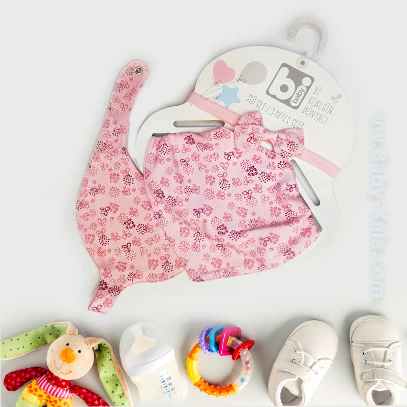 پیشبند دو عددی همراه با هدبند ترکیه ای BiBaby