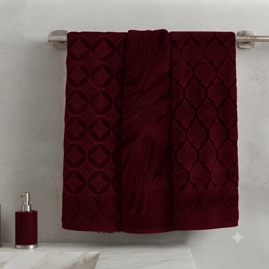 حوله دستی 40×80 زرشکی تبریز — تصویر ۲