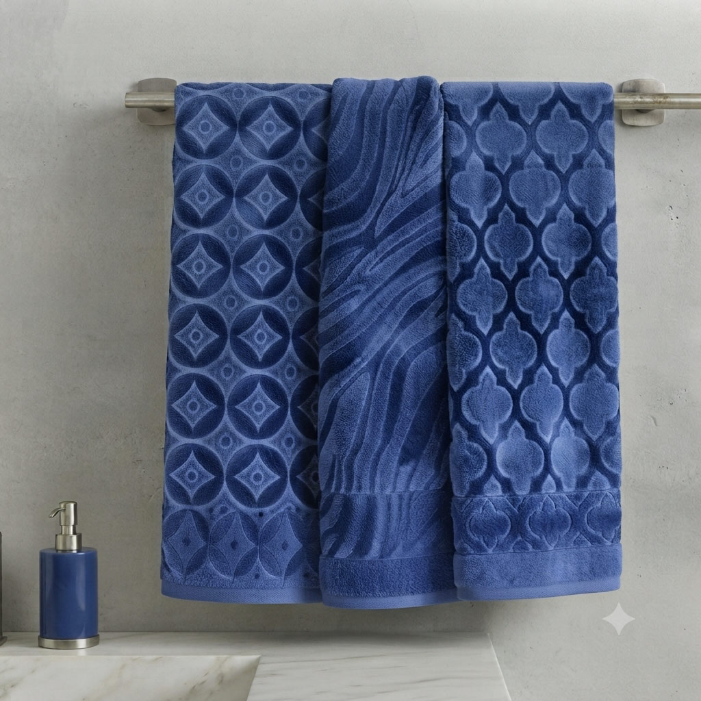 حوله دستی 40×80 آبی تبریز — تصویر ۲