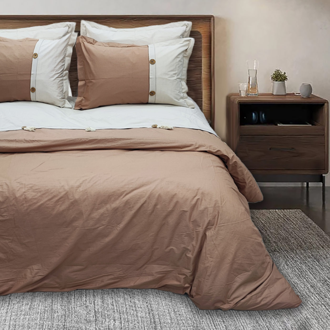 ست لحاف کاوری دونفره مینیمال نسکافه ای Queen size — تصویر ۲