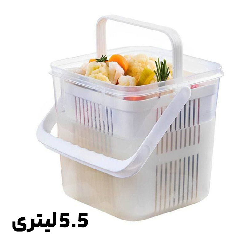 ظرف ترشیجات آبکش دار سایز بزرگ 5.5 لیتر مانیا