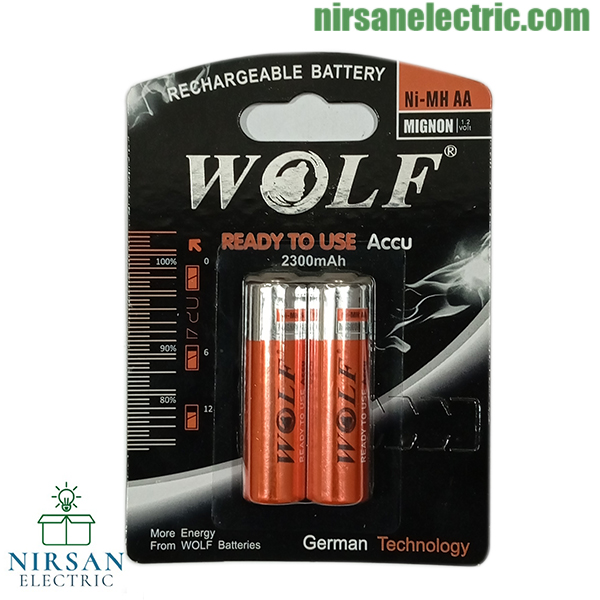 باتری شارژی قلمی Wolf ظرفیت ۲۳۰۰ میلیآمپر