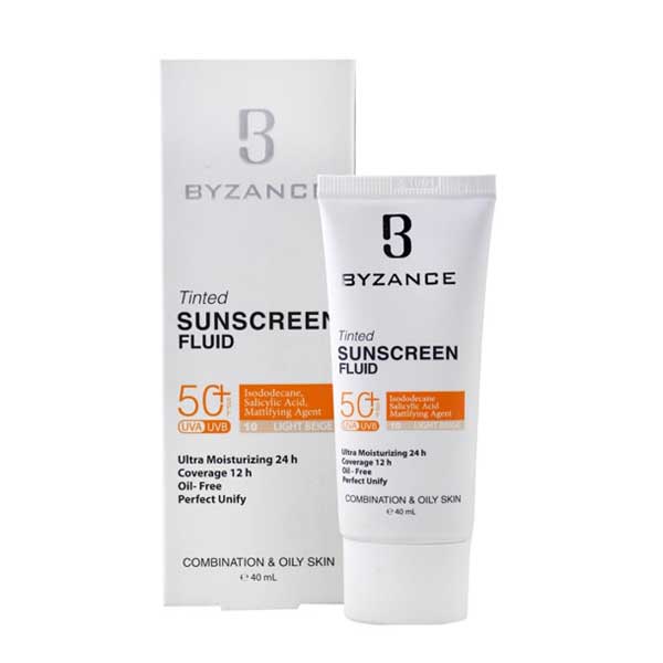 فلویید ضدآفتاب رنگی SPF+50 پوست چرب بیزانس