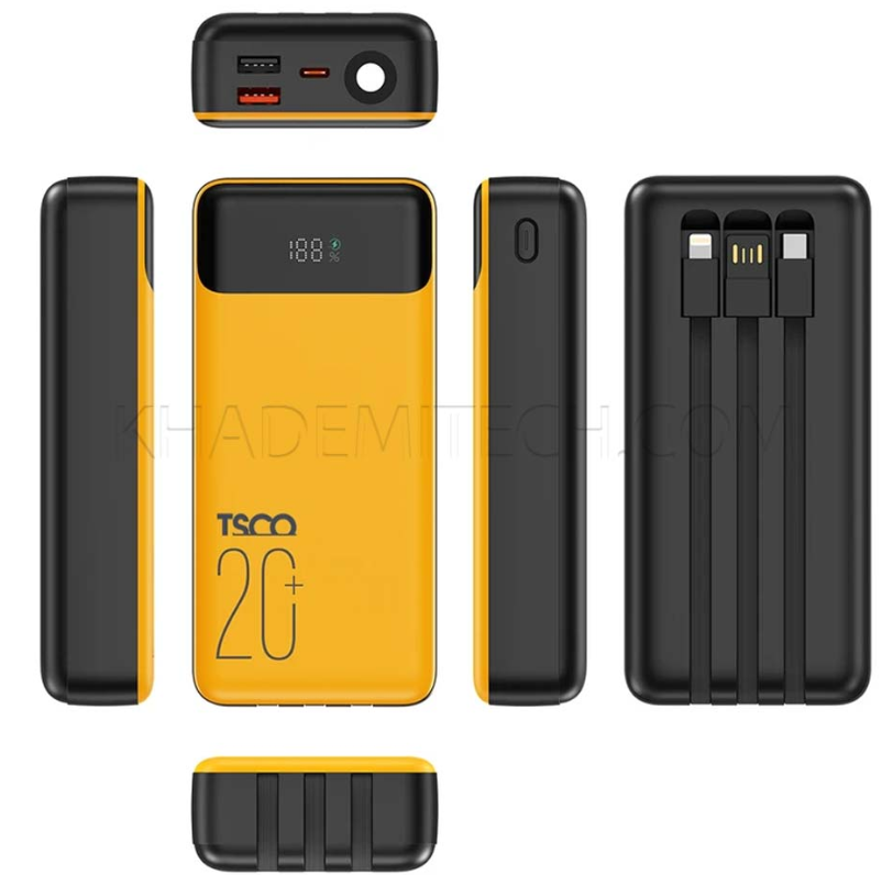 پاوربانک تسکو مدل TSCO TP 957 22.5W 20000mAh مشکی — تصویر ۴