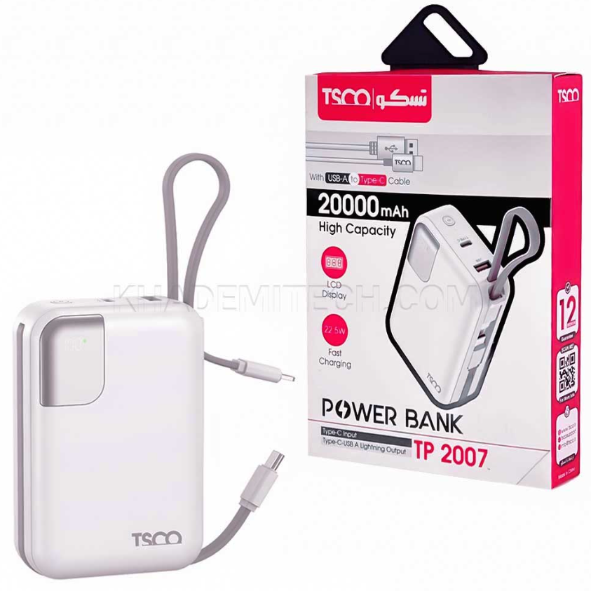 پاوربانک تسکو مدل TSCO TP 957 22.5W 20000mAh مشکی — تصویر ۵