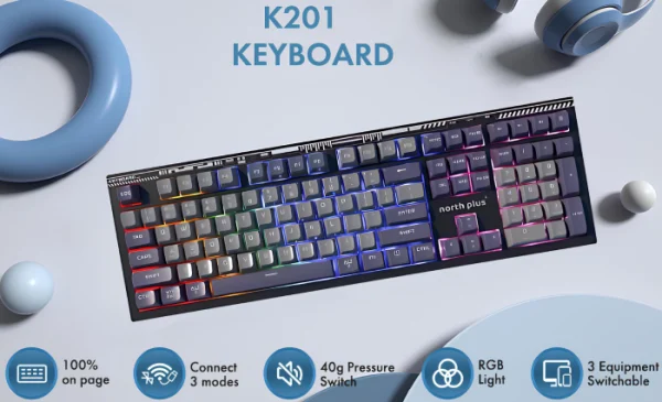 کیبورد بی سیم سه حالته نورث پلاس مدل North Plus Phantom k201 — تصویر ۴