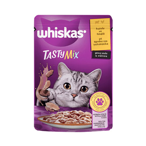 پوچ گربه ویسکاس مرغ و بره در سس شیر Whiskas Tasty Mix With Turkey and Lamb وزن 85 گرم — تصویر ۲