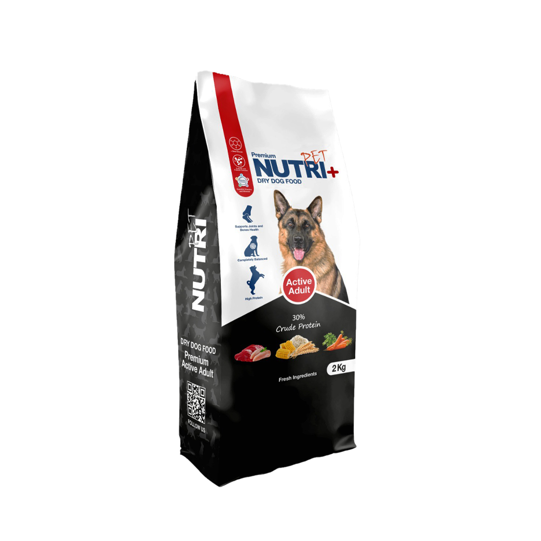 غذای خشک پروبیوتیک سگ نوتری پلاس Nutri Pet مدل اکتیو ادالت وزن 2 کیلوگرم