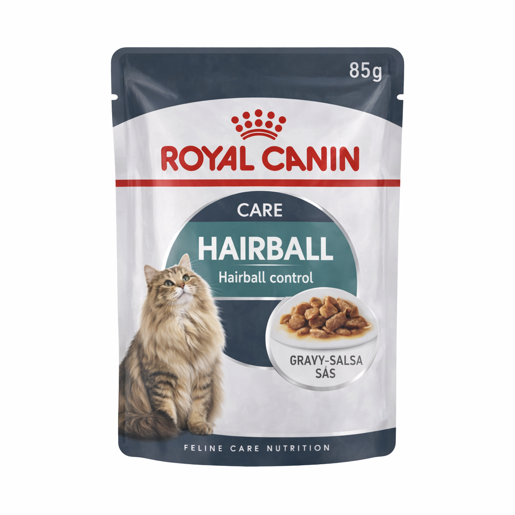 پوچ گربه بالغ رویال کنین مدل Hairball Gravy وزن 85 گرم — تصویر ۲
