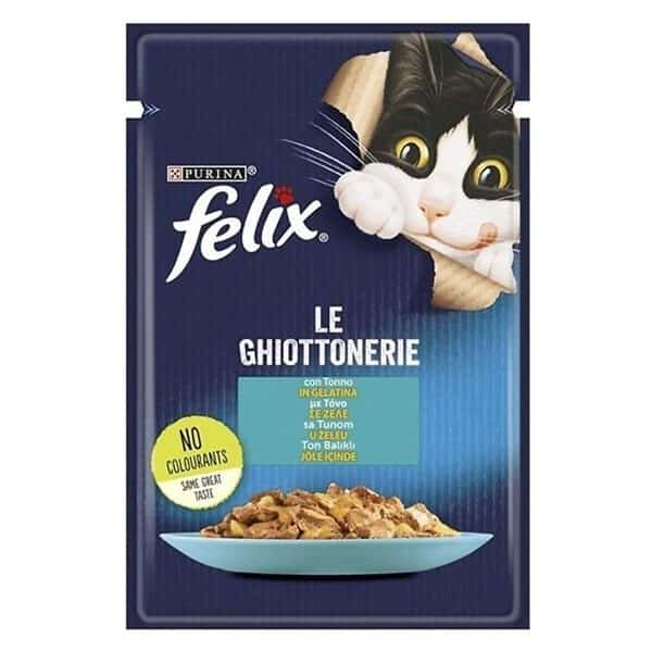 پوچ گربه فلیکس Felix با طعم ماهی تن در ژله وزن ۸۵ گرم