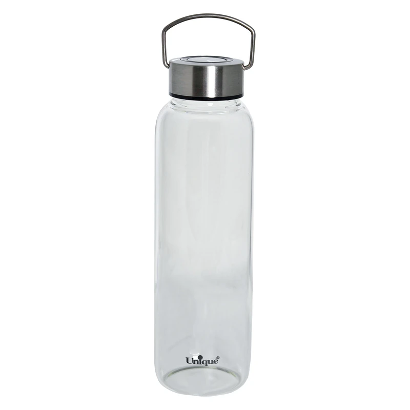 بطری آب شیشه ای دسته دار با درب استیل یونیک کد UN-3075 — تصویر ۴