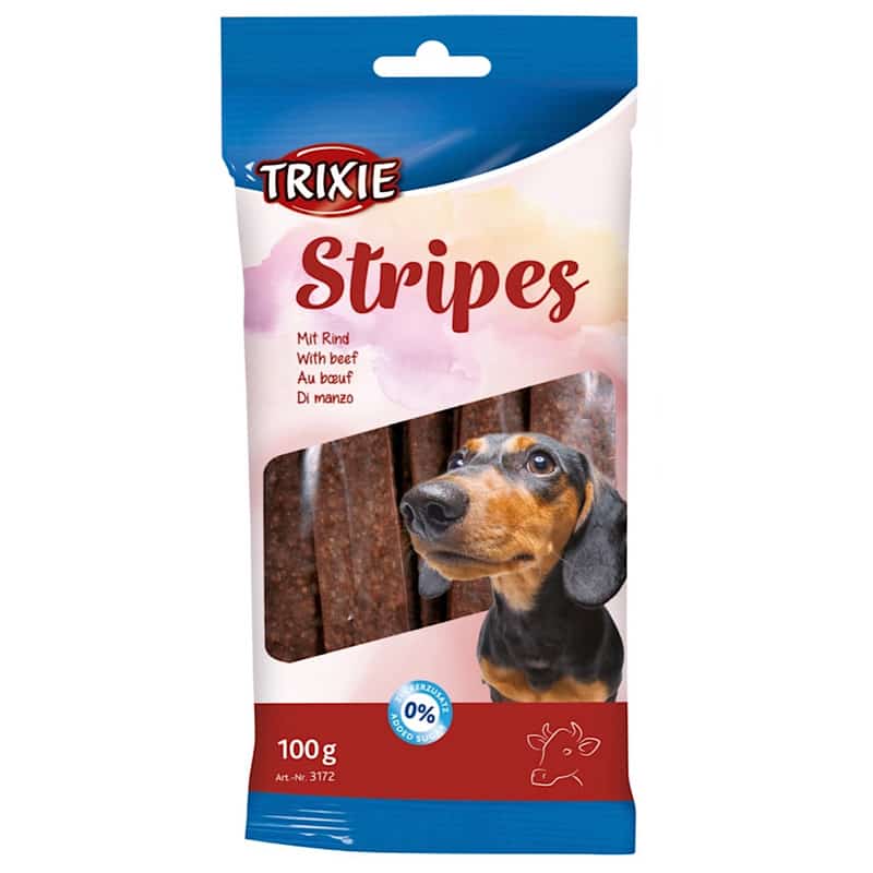 غذای تشويقي سگ تريكسي مدل stripes گوشت گاو وزن 100 گرم