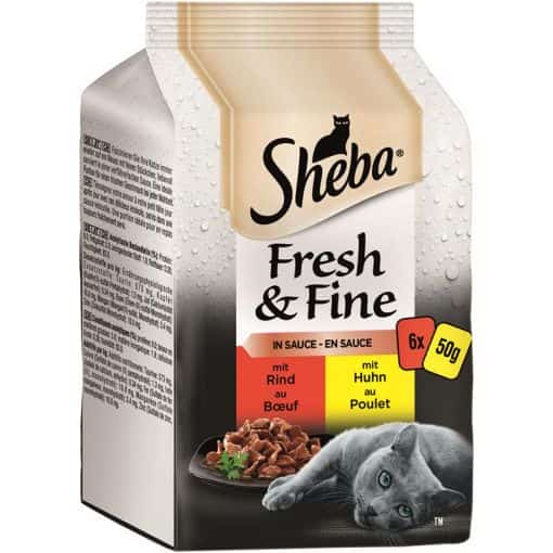 پوچ گربه شبا Sheba مولتی پک با طعم گوشت گاو و مرغ در سس وزن 300 گرم
