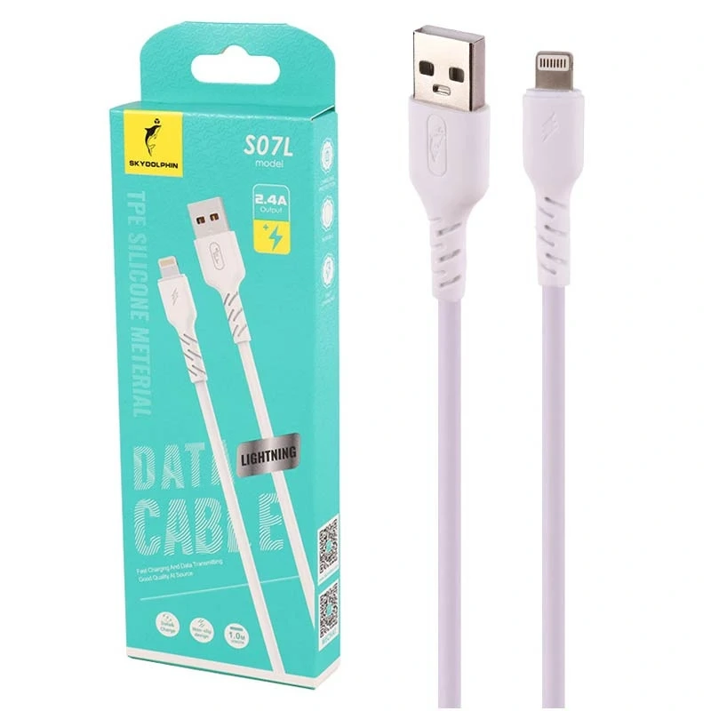 کابل لایتنینگ فست شارژ 2.4 آمپر اسکای دلفین S07L طول 1 متر