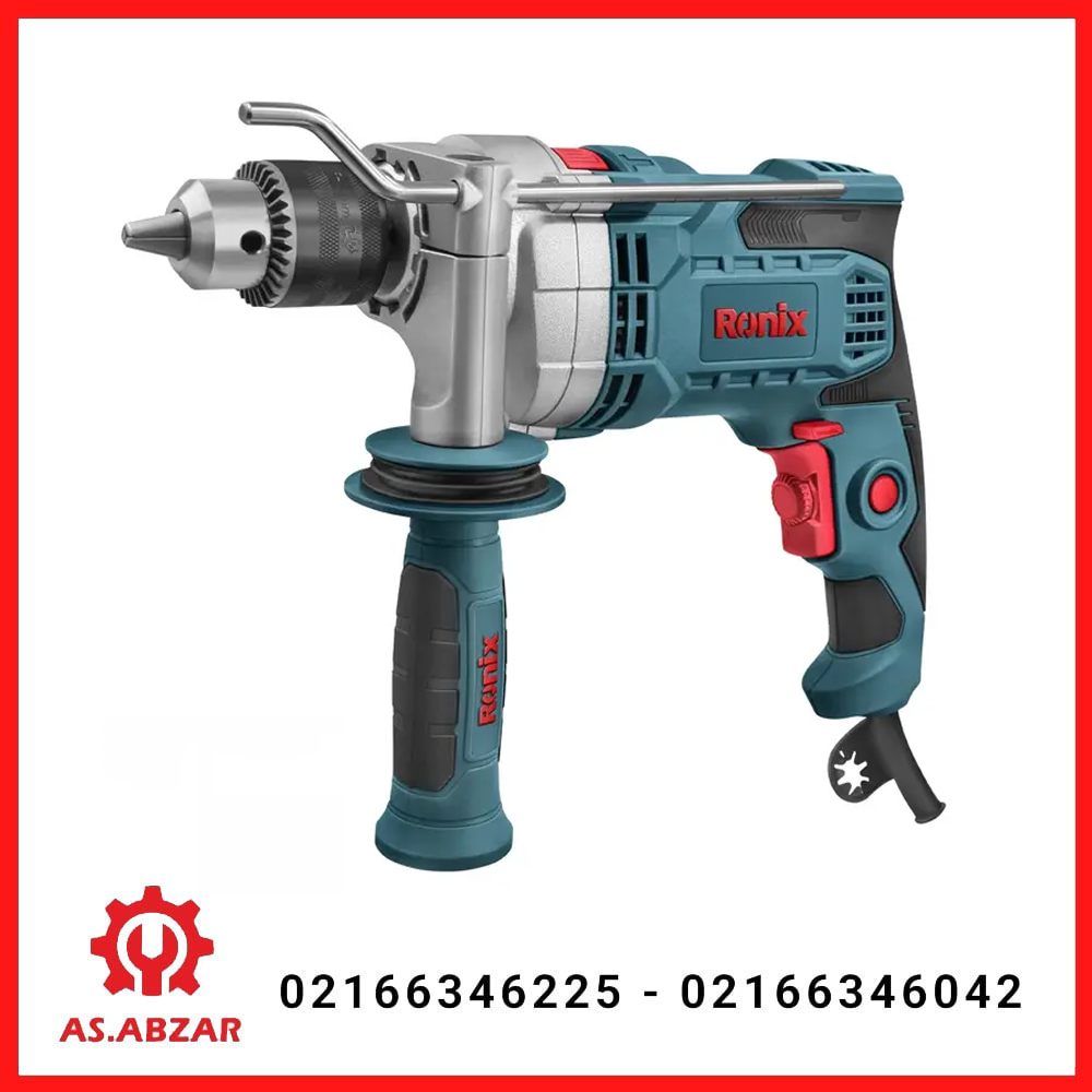 دریل 13 میلی متری چکشی نیم تنه فلزی 900 وات رونیکس مدل 2290
