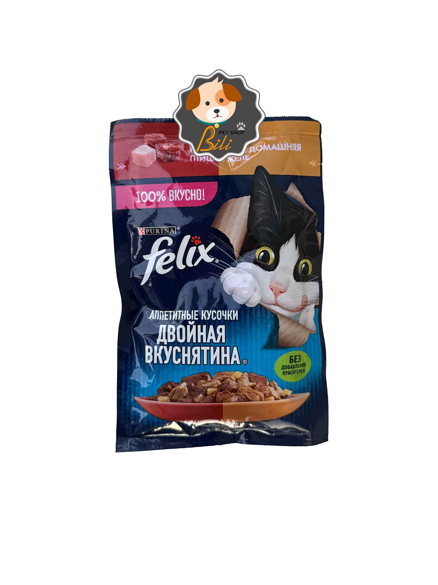 پوچ گربه فلیکس با طعم مرغ و گوشت ۸۵ گرمی ـ FELIX PURINA CHICKEN & BEEF 85 GR