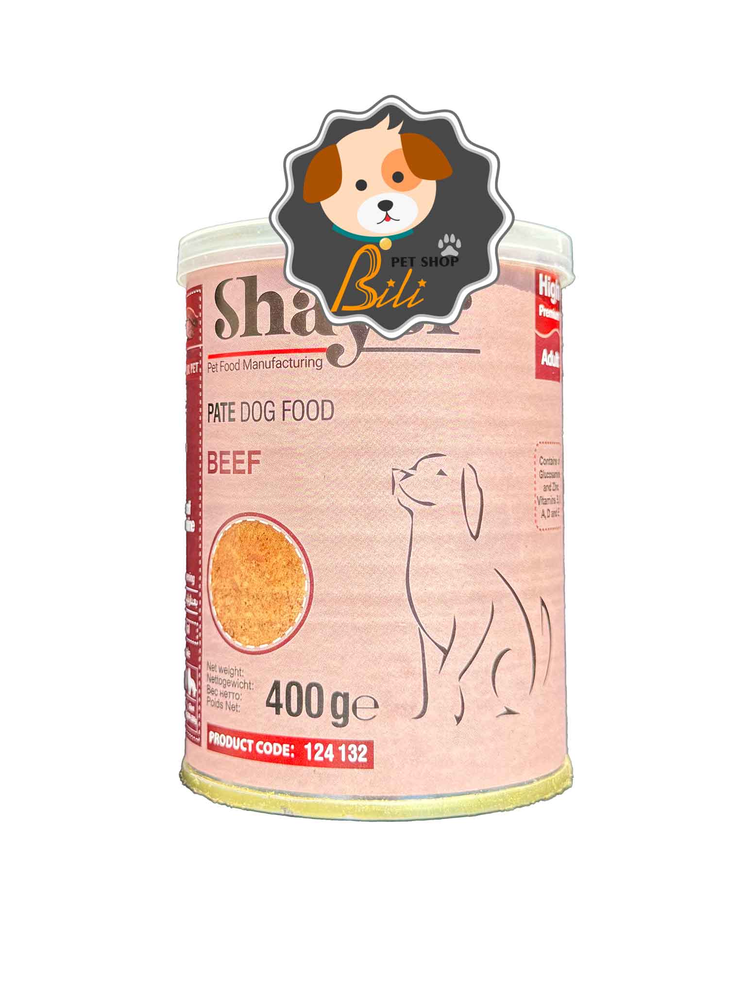 کنسرو سگ بالغ شایر با طعم گوشت گاو ۴۰۰ گرمی ـ SHAYER PATE DOG FOOD BEEF 400 GR