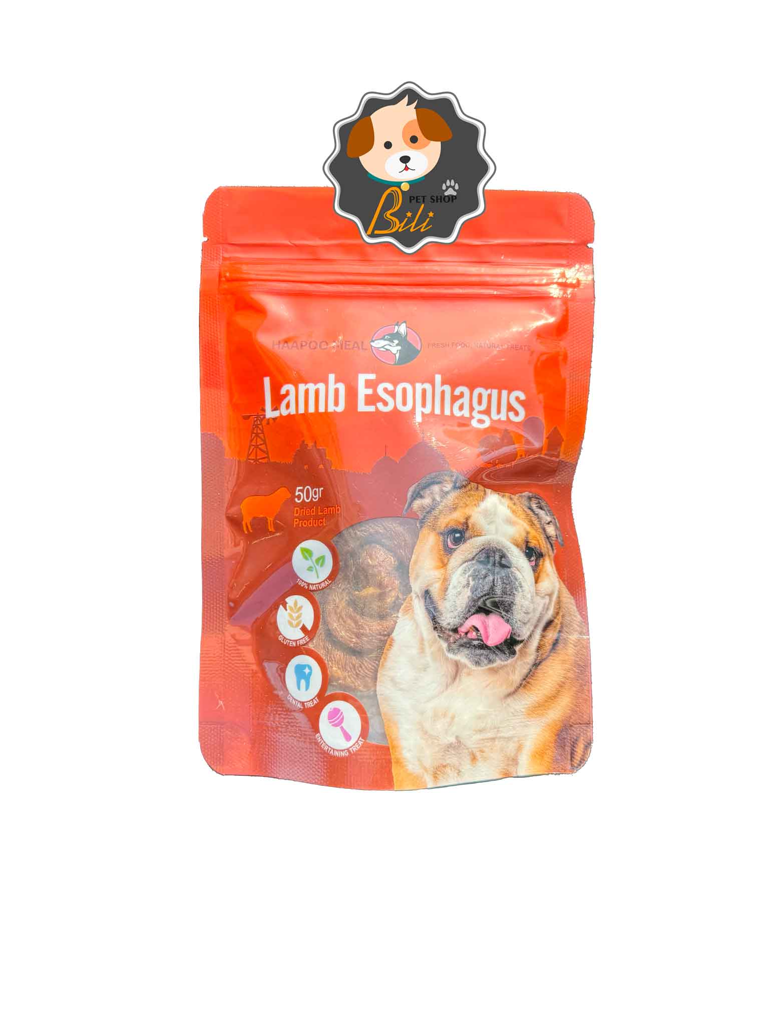 تشویقی سگ هاپو میل سرخ روده بره ۵۰ گرمی ـ HAAPOO MEAL LAMB ESOPHAGUS 50 GR