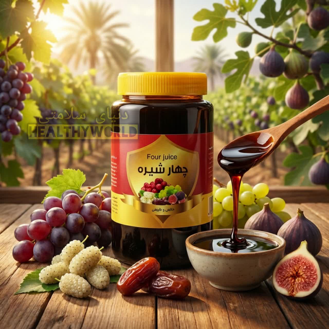 چهار شیره توت و انگور و خرما و انجیر 1000 گرمی — تصویر ۲
