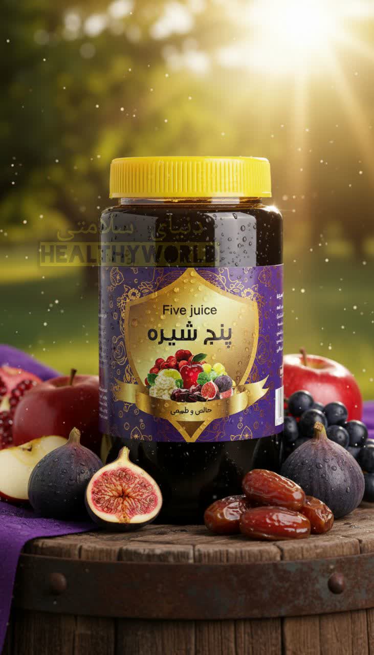پنج شیره توت و انگور و خرما و سیب و انجیر 1000 گرمی