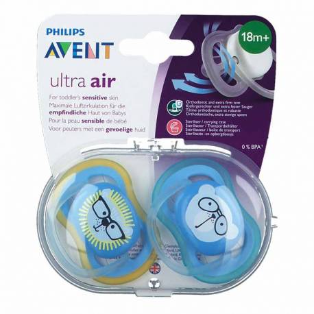 پستانک الترا ایر دو عددی اونت +18ماه مدل شیر و خرس آبی Philips Avent — تصویر ۳