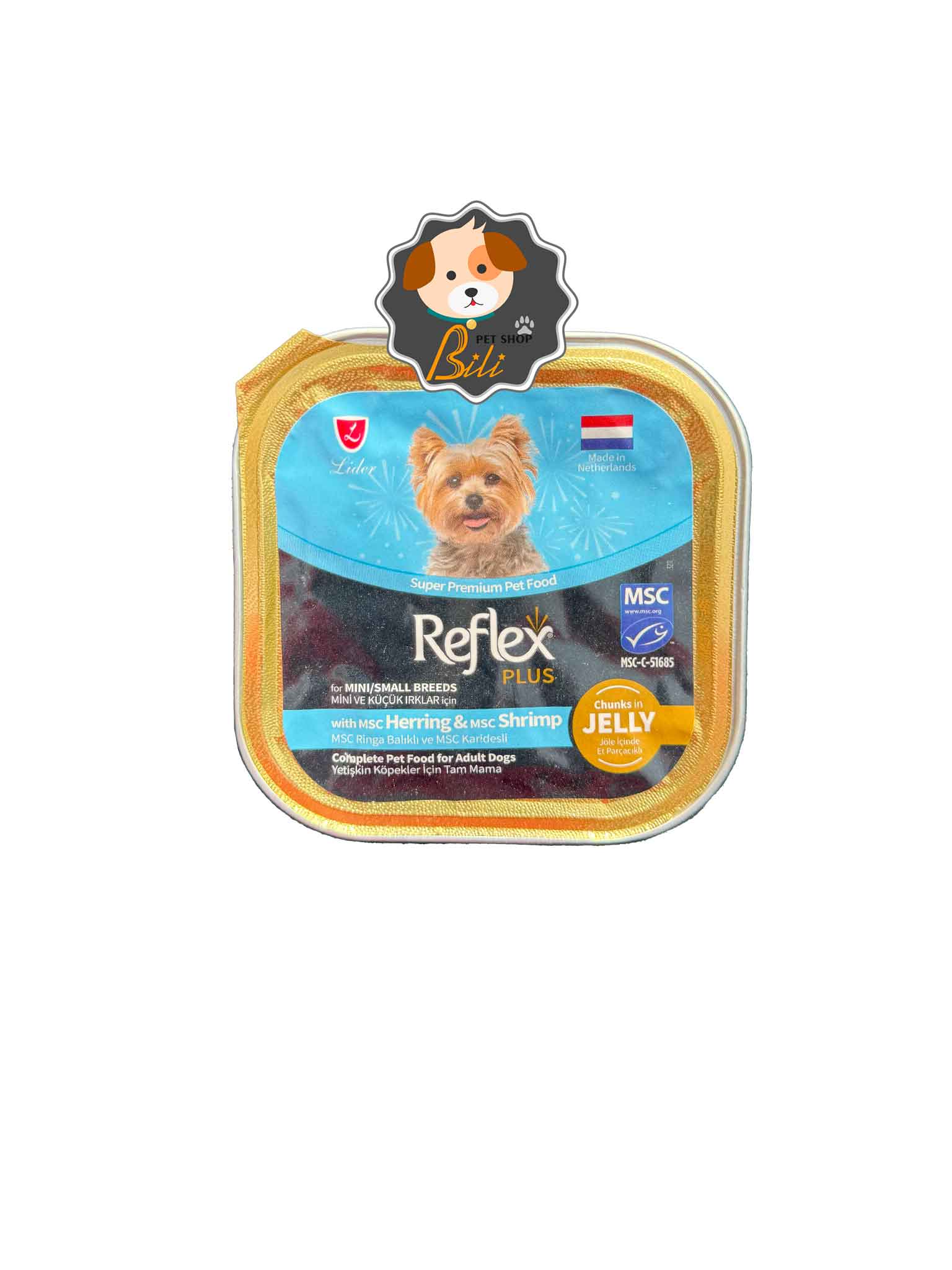 ووم سگ رفلکس پلاس با طعم ماهی و میگو در ژله ۸۵ گرمی ـ REFLEX PLUS DOG FOOD WITH HERRING & SHRIMP IN JELLY 85 GR