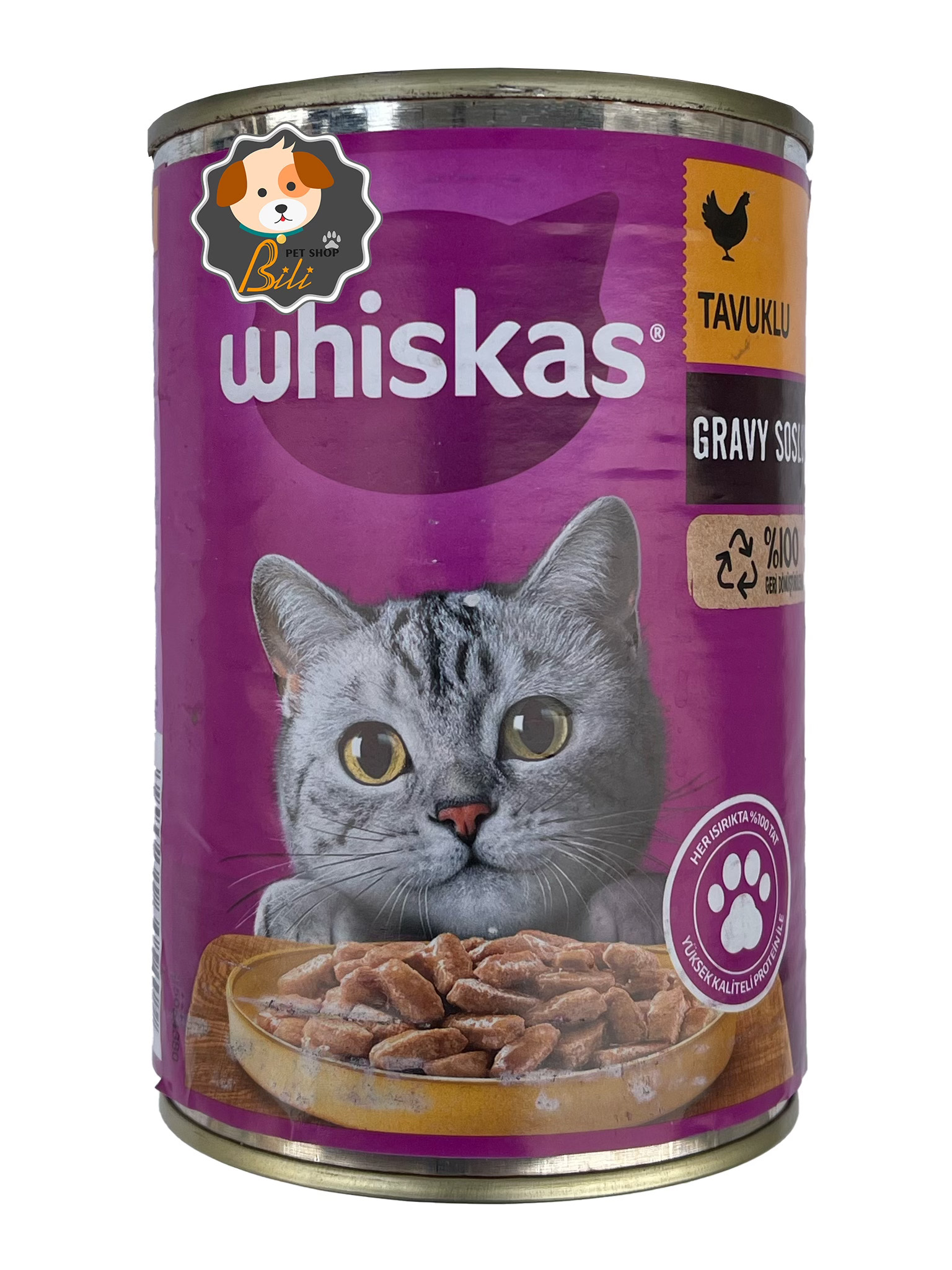 کنسرو ویسکاس مخصوص گربه بالغ با طعم مرغ ۴۰۰ گرمی ـ WHISKAS TAVUKLU GRAVY SOSLU 400 GR