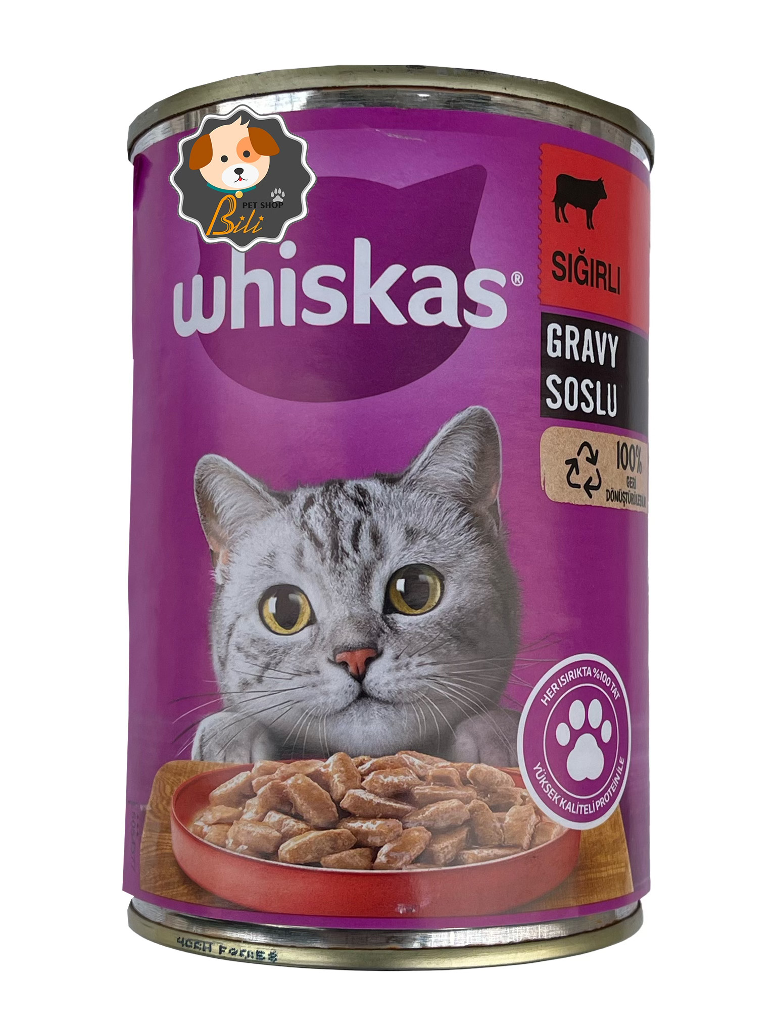 کنسرو ویسکاس مخصوص گربه بالغ با طعم گوشت ۴۰۰ گرمی ـ WHISKAS SIGIRLI GRAVY SOSLU 400 GR