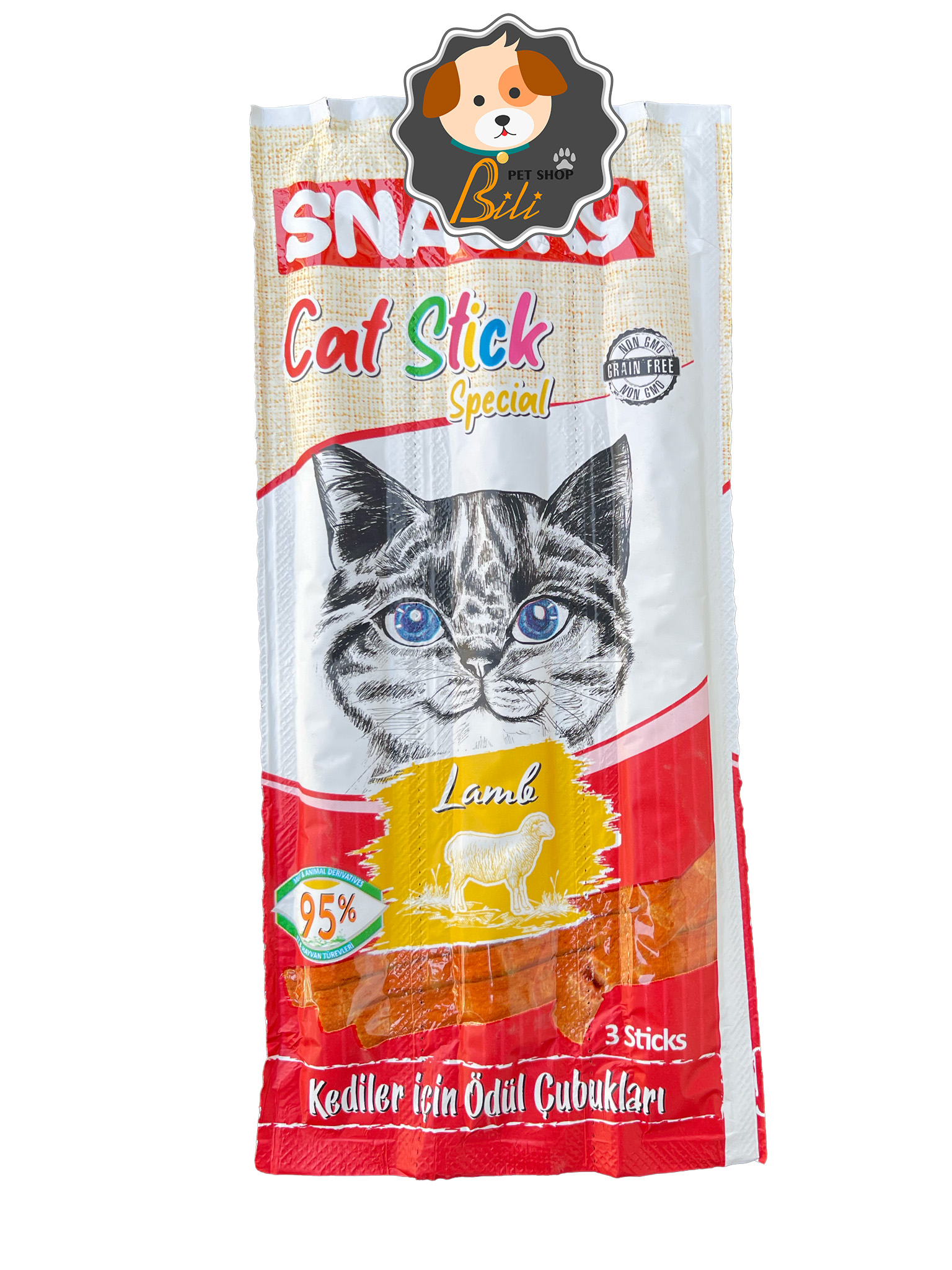 تشویقی مدادی گربه اسنکی با طعم بره ۳ عددی ـ SNACKY CAT STICK SPECIAL LAMB 3 STICKS