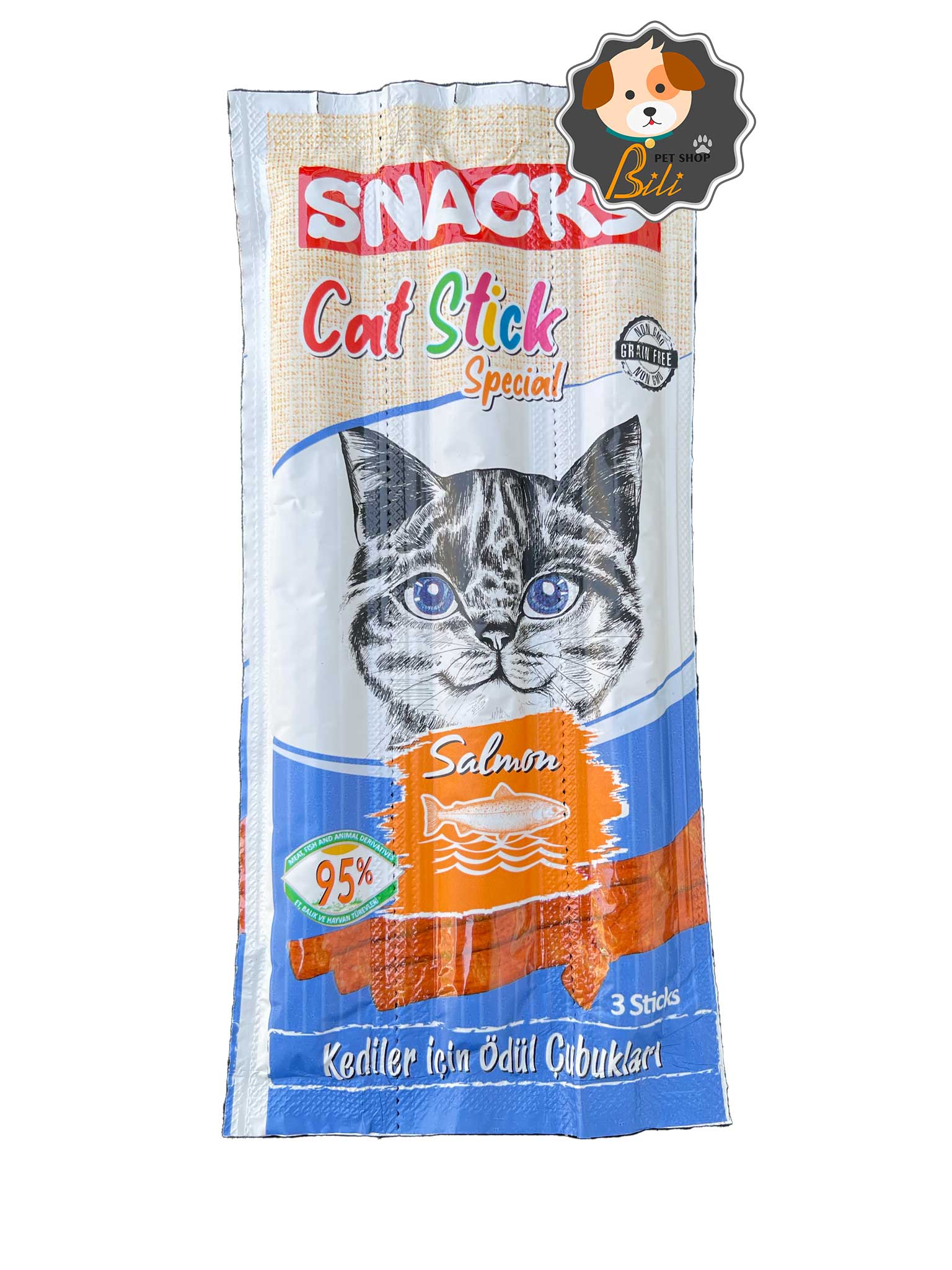 تشویقی مدادی گربه اسنکی با طعم ماهی سالمون ۳ عددی ـ SNACKY CAT STICK SPECIAL SALMON 3 STICKS — تصویر ۲