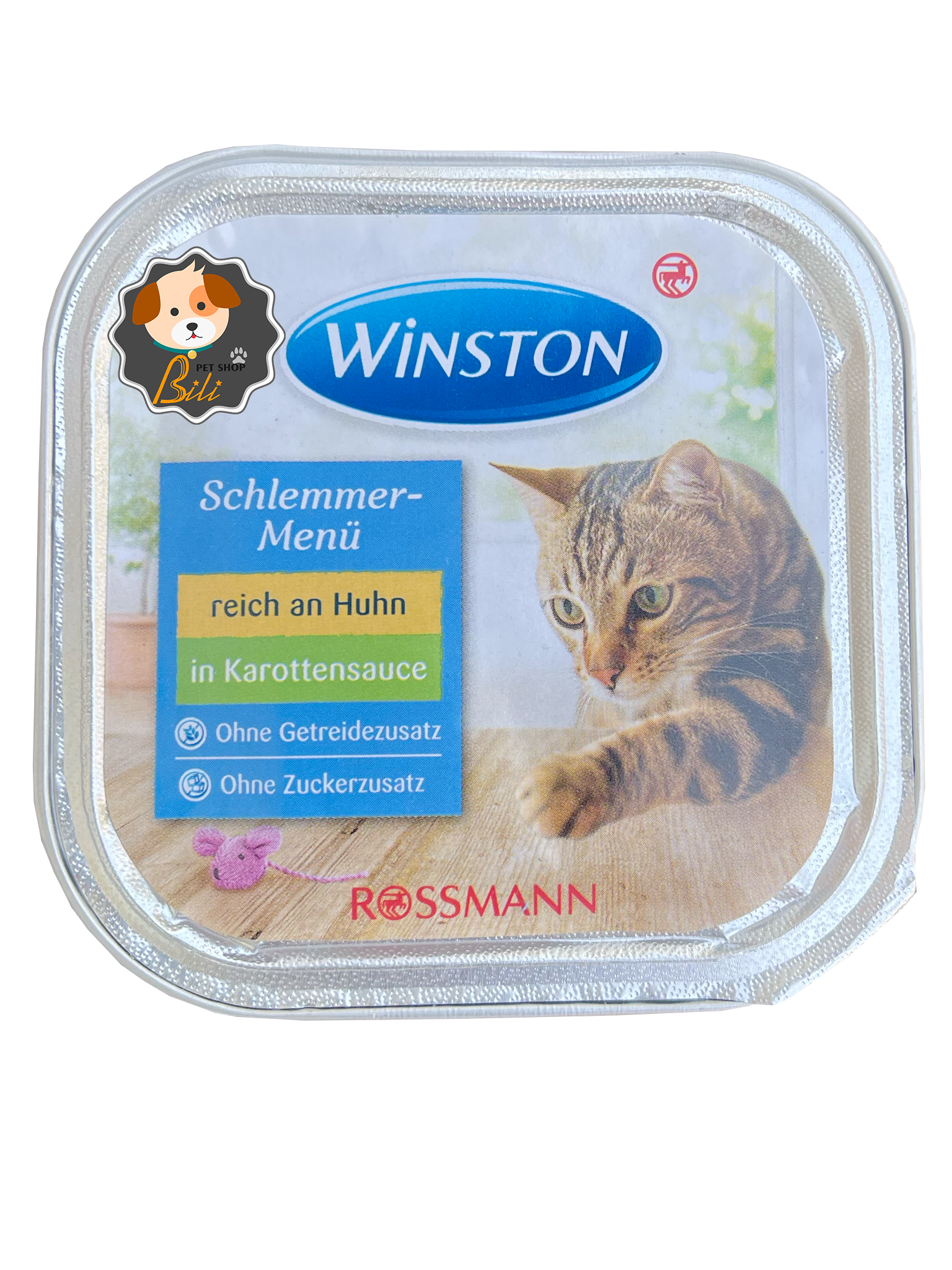 ووم گربه وینستون با طعم جوجه و سس هویج ۱۰۰ گرمی ـ WINSTON SCHLEMMER MENU REICH AN HUHN IN KAROTTENSAUCE 100 GR