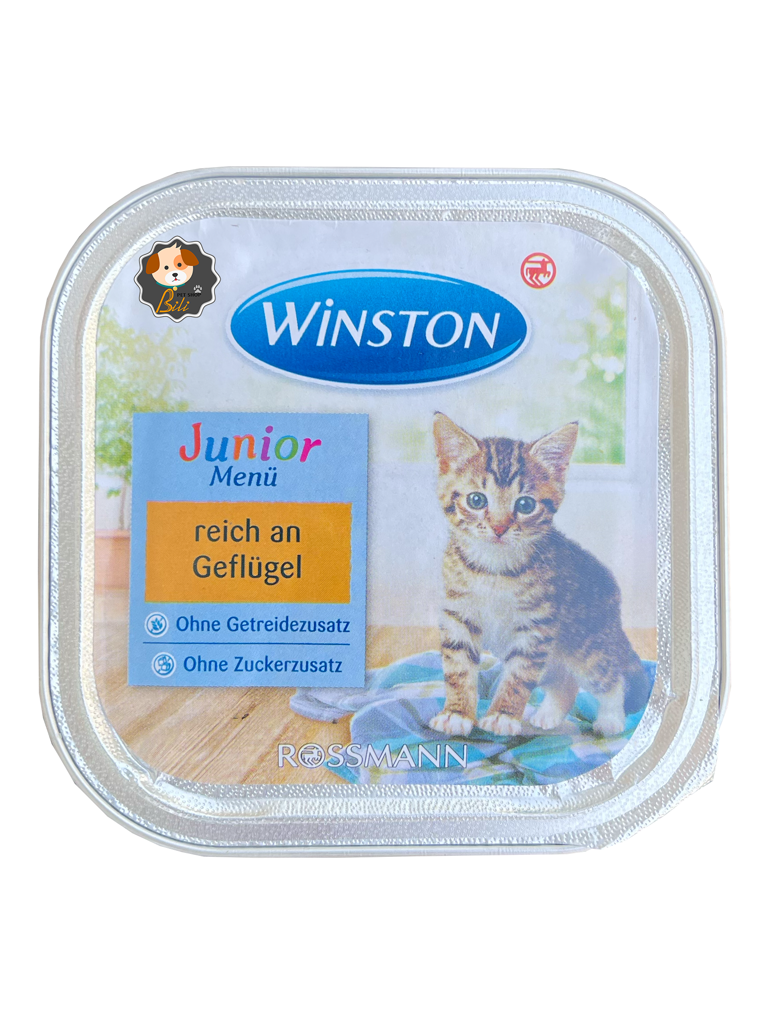 ووم بچه گربه وینستون با طعم مرغ ۱۰۰ گرمی ـ WINSTON JUNIOR MENU REICH AN GEFLUGEL 100 GR
