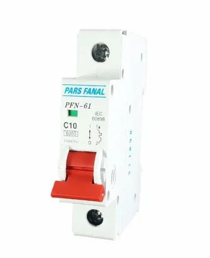 کلید مینیاتوری 10 آمپر تک فاز 10 کیلوآمپر پارس فانال PFN-1P-10KA MCB-10A
