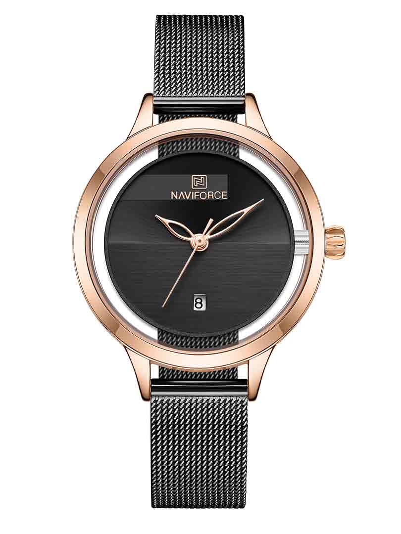 ساعت مچی عقربه ای زنانه نیوی فورس NAVIFORCE 5014 black