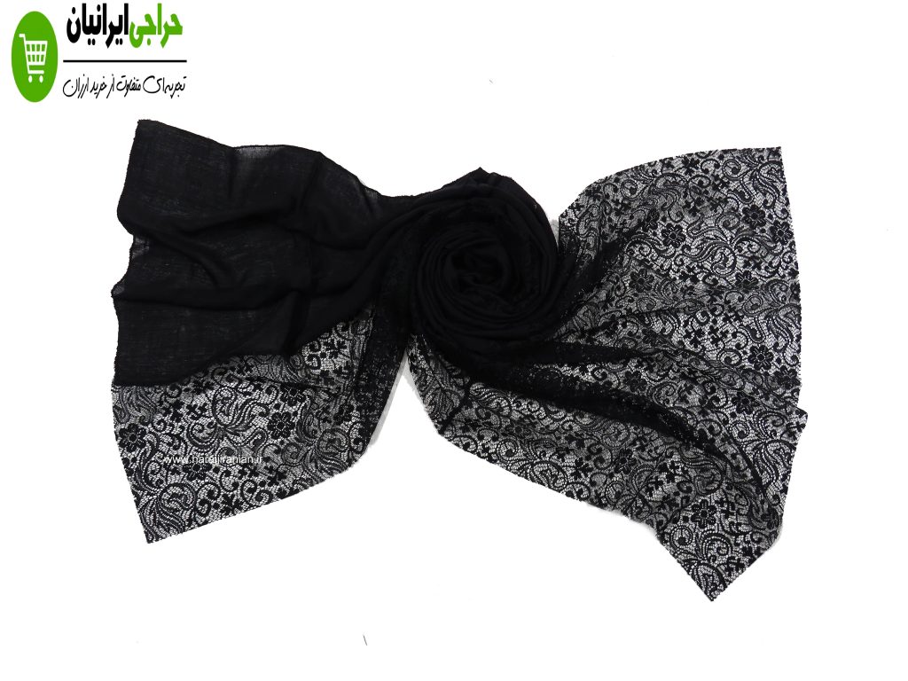 شال مشکی نخی گیپور کد 132
